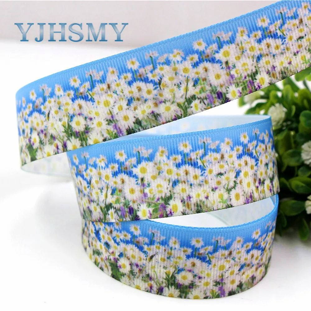 YJHSMY H-17519-713 10 ярдов 25 мм Цветочная лента термопечать grosgrain Свадебные аксессуары DIY