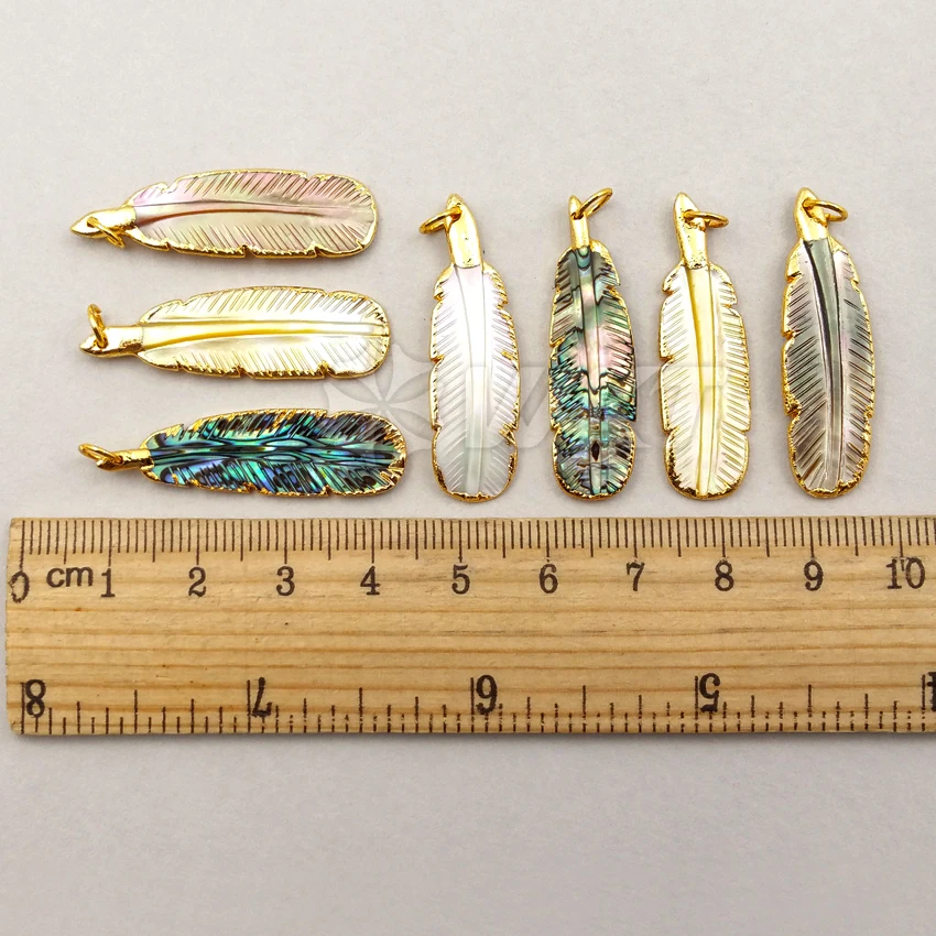 WT-P1242 WKT Wholesale Charming Natural Abalone Shell For Women Fashion Jewelry Feather Wing Shape Necklace Pendant | Украшения и