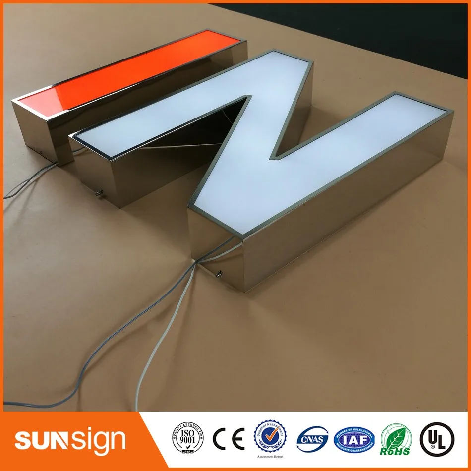 Custom Outdoor stainless steel channel letters sign with LED lighting