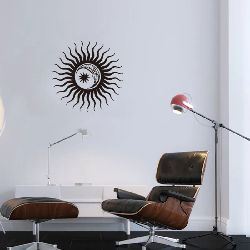 European style creative bar Moon star sun sticker New design black wall home decoration | Дом и сад