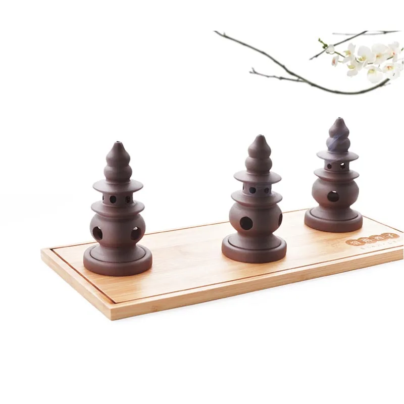 Китайская винтажная фиолетовая глина в форме башни палочка для благовоний