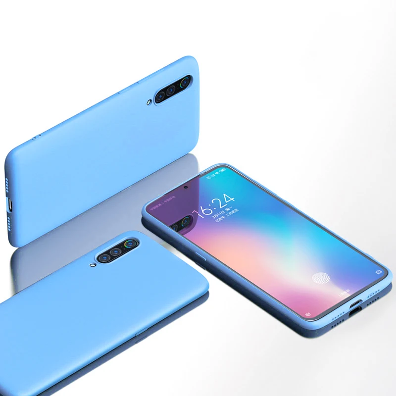 Жидкий Силикон из мягкой искусственной кожи(термополиуретан) чехол для Xiaomi Mi 9 Honor 8 Lite A1 A2 Mi9 Mi9SE Mi8 Mi8SE MiA1 MiA2 Lite чехол противоударный Coque Fundas - Цвет: SBlue