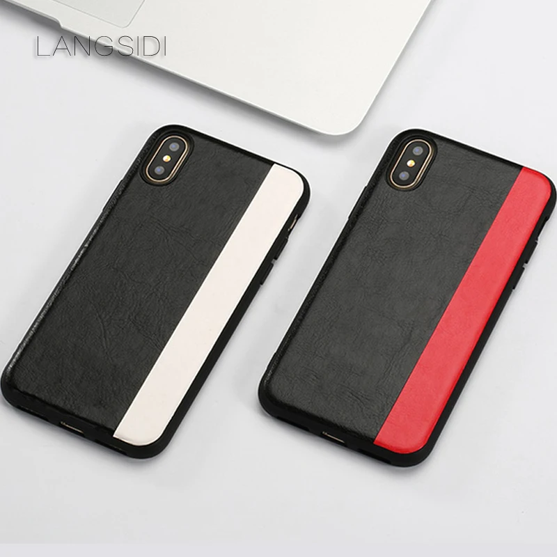 LANGSIDI For iPhone 7 phone case handmade custom leather stitching style fitted-case to send glass film |
