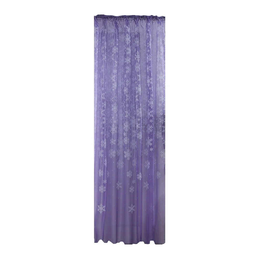 Purple 1 шт., рождественские шторы со снежинками, тюль, для обработки окна, вуаль, драпировка, балдахин, занавески для гостиной, вышитые занавески, Лидер продаж - Цвет: Purple