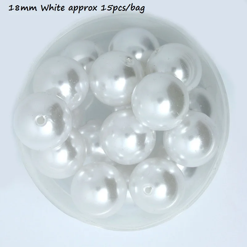 18mm White 15pcs 4/6/8/10/12/14/16/18/20 мм отверстие 2 мм белого цвета и цвета слоновой кости, с жемчугом искусственные круглые бусины ABS для бижутерии, материал для рукоделия серьги с подвесками решений - Цвет: 18mm White 15pcs