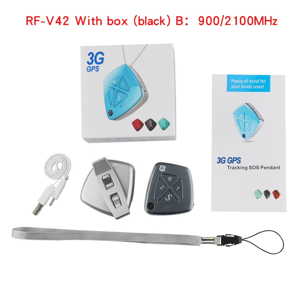 With box(black) B Высокое качество Мини Размер 3G WCDMA персональные дети gps трекер RF-V42 SOS Будильник Говорящие часы гео-забор История воспроизведения пути - Цвет: With box(black) B