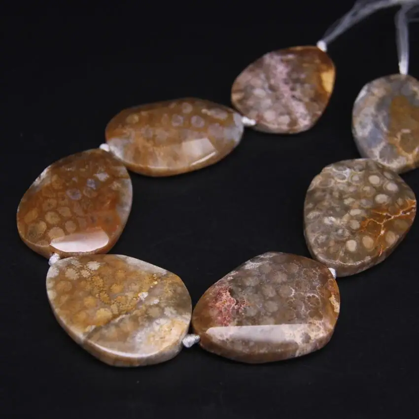 7-8PCS/strand Large Size Faceted Yellow Coral Jades Slab Nugget Beads Chrysanthemum Stone Agates Slice Pendants Jewelry Making | Украшения