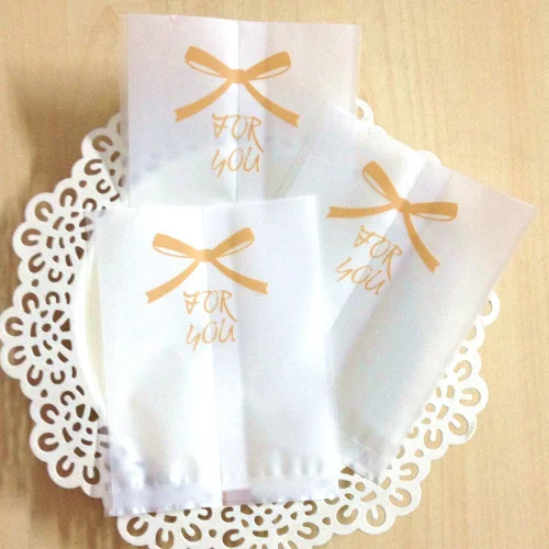 

400 For You Bowknot Cookie Bag,Plastic Heat Seal,Bakery Gift Christmas Bags