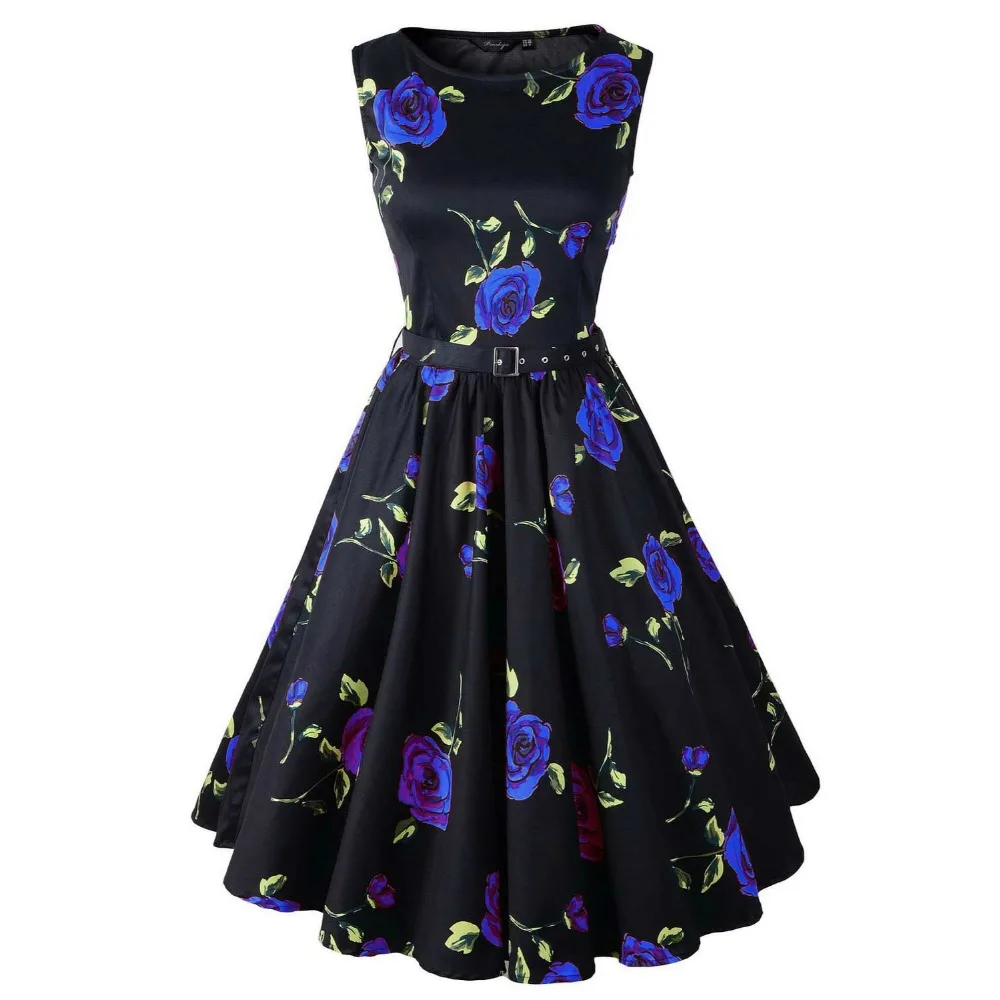 Женское винтажное платье-туника с круглым вырезом и поясом в стиле Одри Хепберн 50