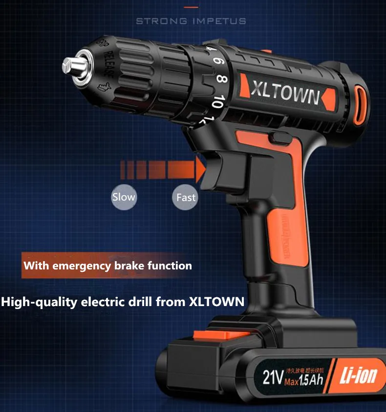 Xltown 21 в плоская нажимная Мини дрель перезаряжаемая литиевая батарея