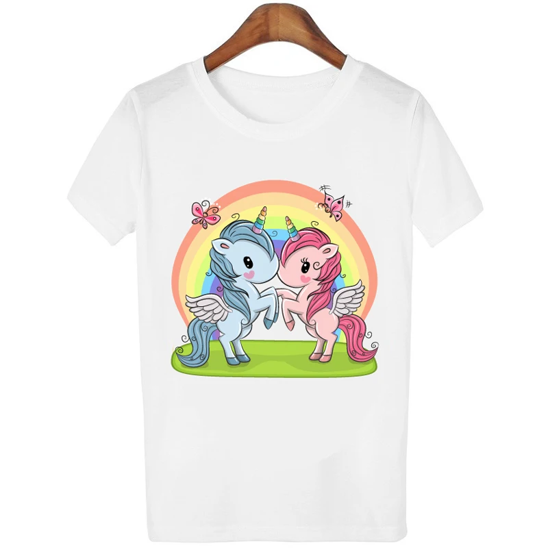 Женские футболки Kawaii с единорогом женская футболка Повседневная о ncek Короткие