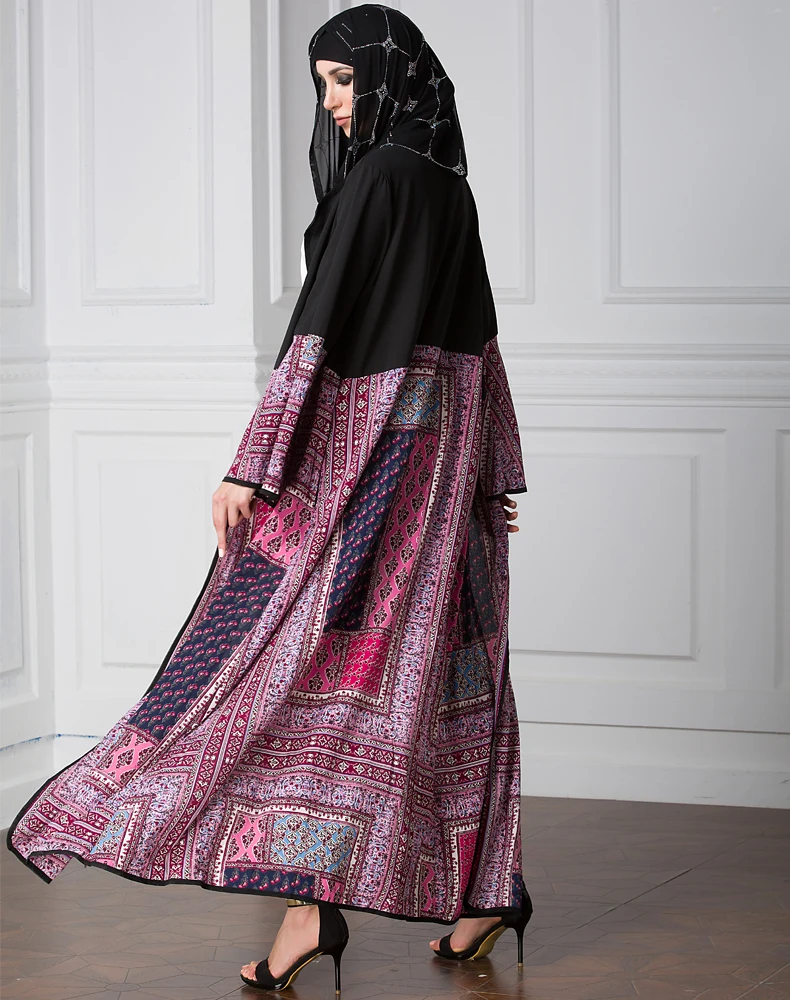 Платье женское длинное с принтом элегантное скромное мусульманское платье