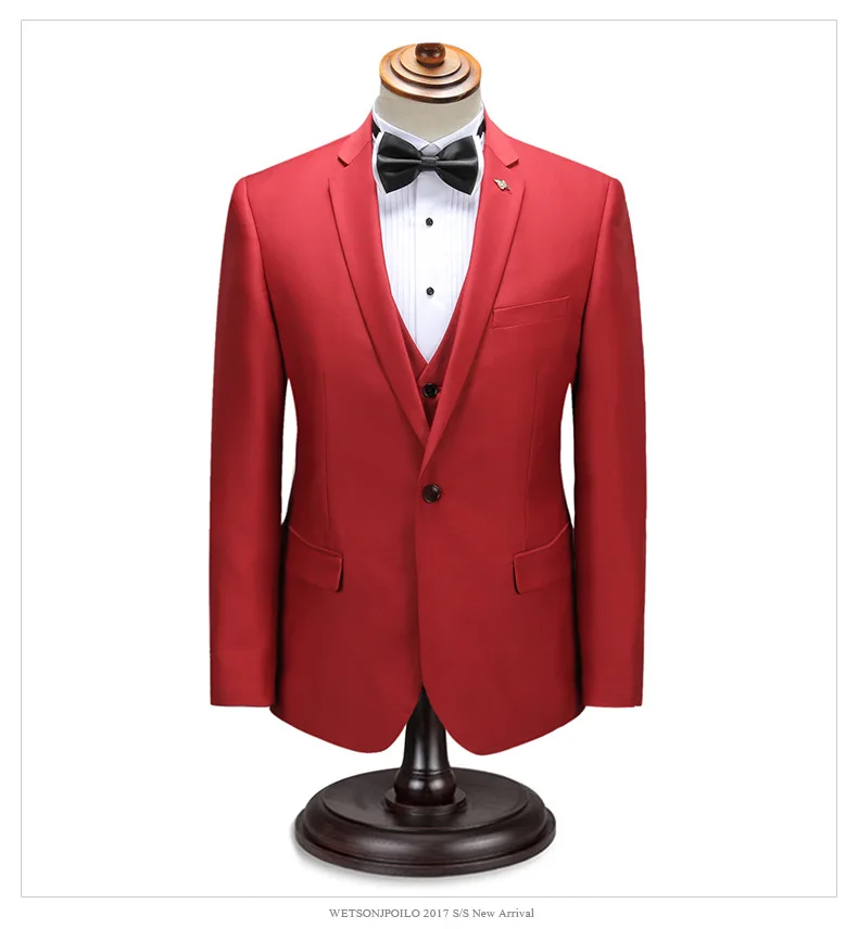 2018 Men Business Suit Slim fit Classic Male Suits Blazers High-end Brand Custom Red Two Buttons 2 Pieces(Suit jacket+pants)