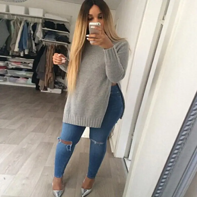 2016 модная женская трикотажная одежда Женский Повседневный свитер сезон