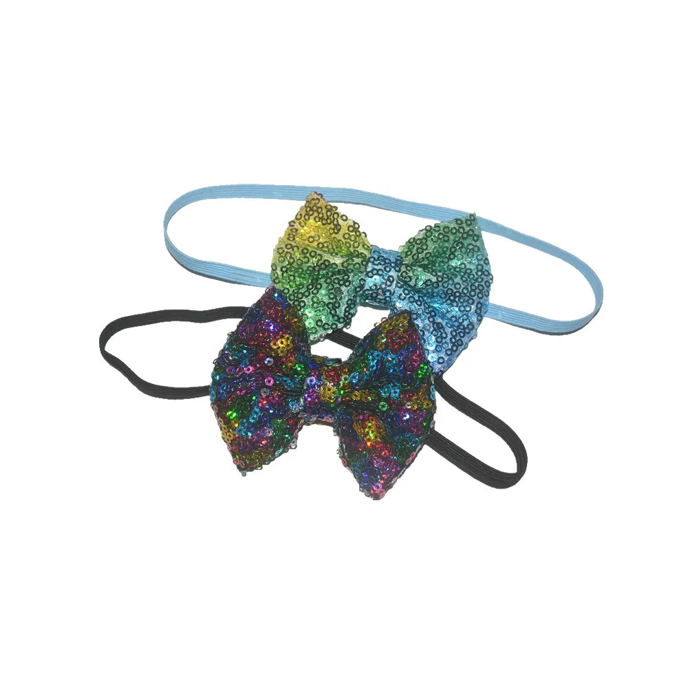 

MengNa 36pcs/lot 3.4" Sequin Messy Bow Messy Sequin Bow Headband Modish Girls Hair Bows Kids Headband Bowknot Shining Headbands