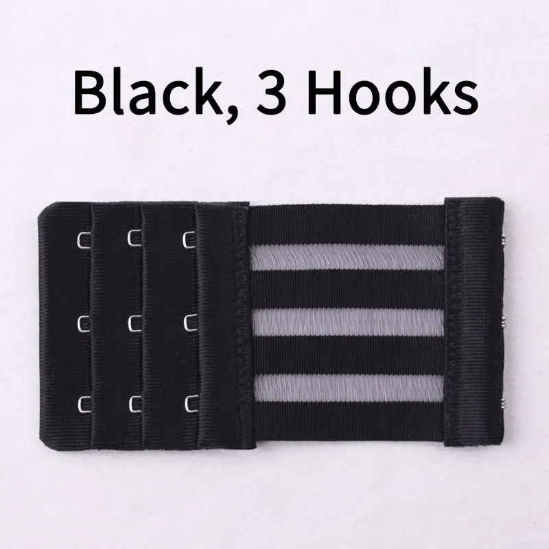 Black 3 Hooks Эластичная Пряжка, удлиненная застежка на 4 крючка, удлиняющая грудь, застежка для бюстгальтера, удлиняющая бюстгальтер, 3 крючка и лента для глаз, три крючка, 4 крючка - Цвет: Black 3 Hooks