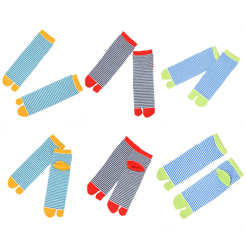 

5 Pairs Unisex Men Women Socks Japanese Kimono Flip Flop Sandal Split Toe Tabi Ninja Geta Socks Cute Striped Couples Short Sock