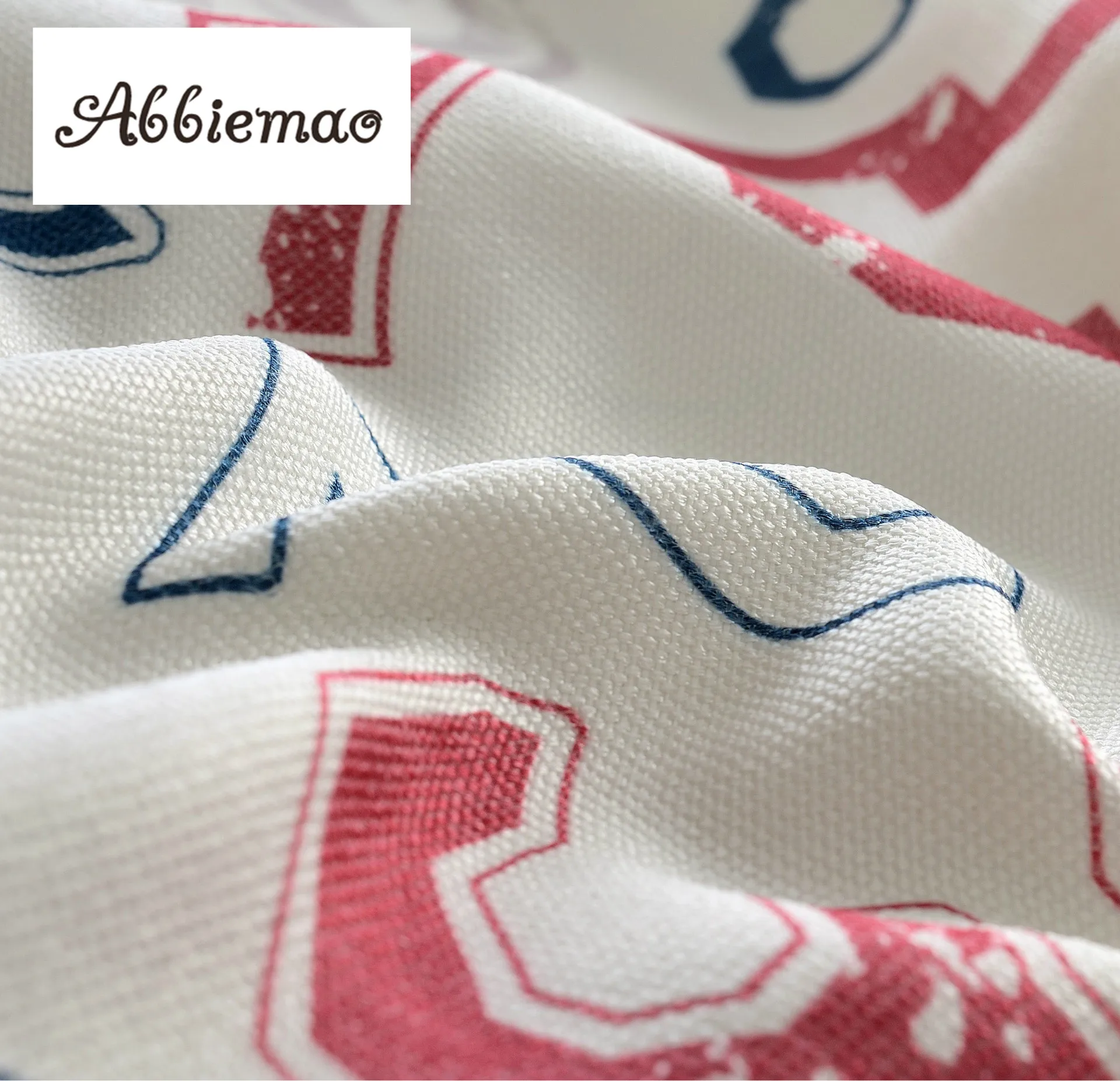 Abbiemao Cotton And Linen Curtains Digital Printing Window Drapes For Children's Room Red Blue Splicing Blackout | Дом и сад
