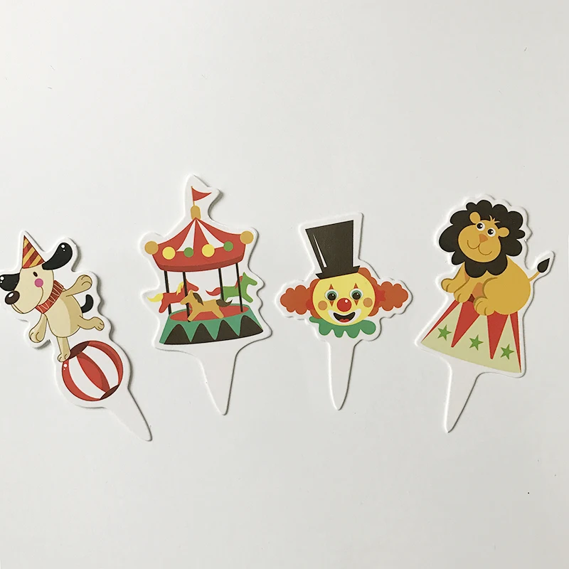 48 шт./компл. цирковая тематика вечерние кексы Topper поставки мультфильм лев собака
