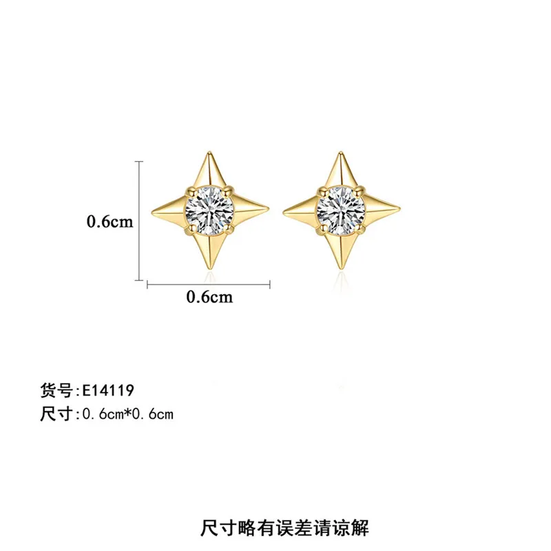 

Star Design Pure 14k Gold Earrings Clover Zircon Earrings High Jewelry Earrings Nail Gift For Women