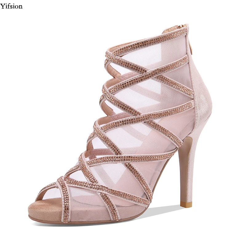 

Olomm/новые женские летние ботильоны Ботинки на каблуке-шпильке красивые нарядные модельные туфли с открытым носком черного и золотого цвета ...