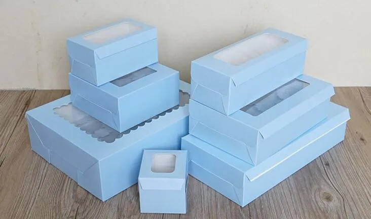 Коробка для кекса 2 бумажная коробка крафт-бумага с окном прозрачная со вставками