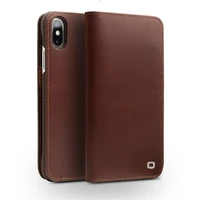 qialino genuine leather phone case for iphone x handmade luxury ultra slim wallet card slot button bag flip cover for iphone 10
