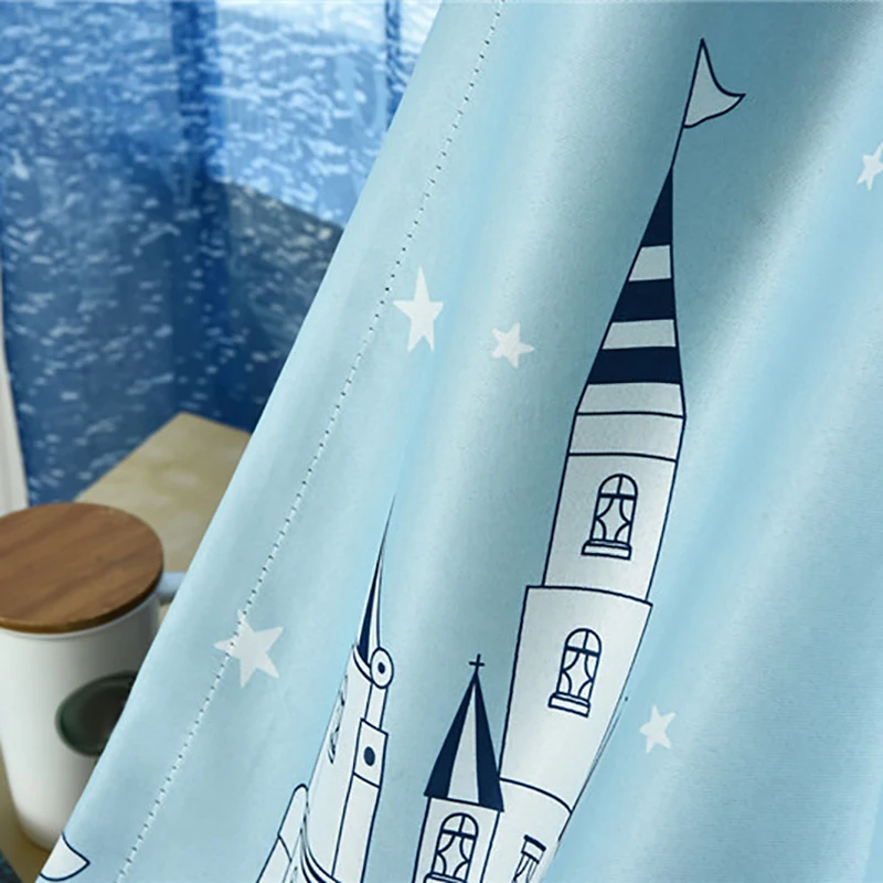 

Children's Printing Boys Girls Bedroom Finished Curtains Sea Castle Printed Curtain for Living Dining Room
