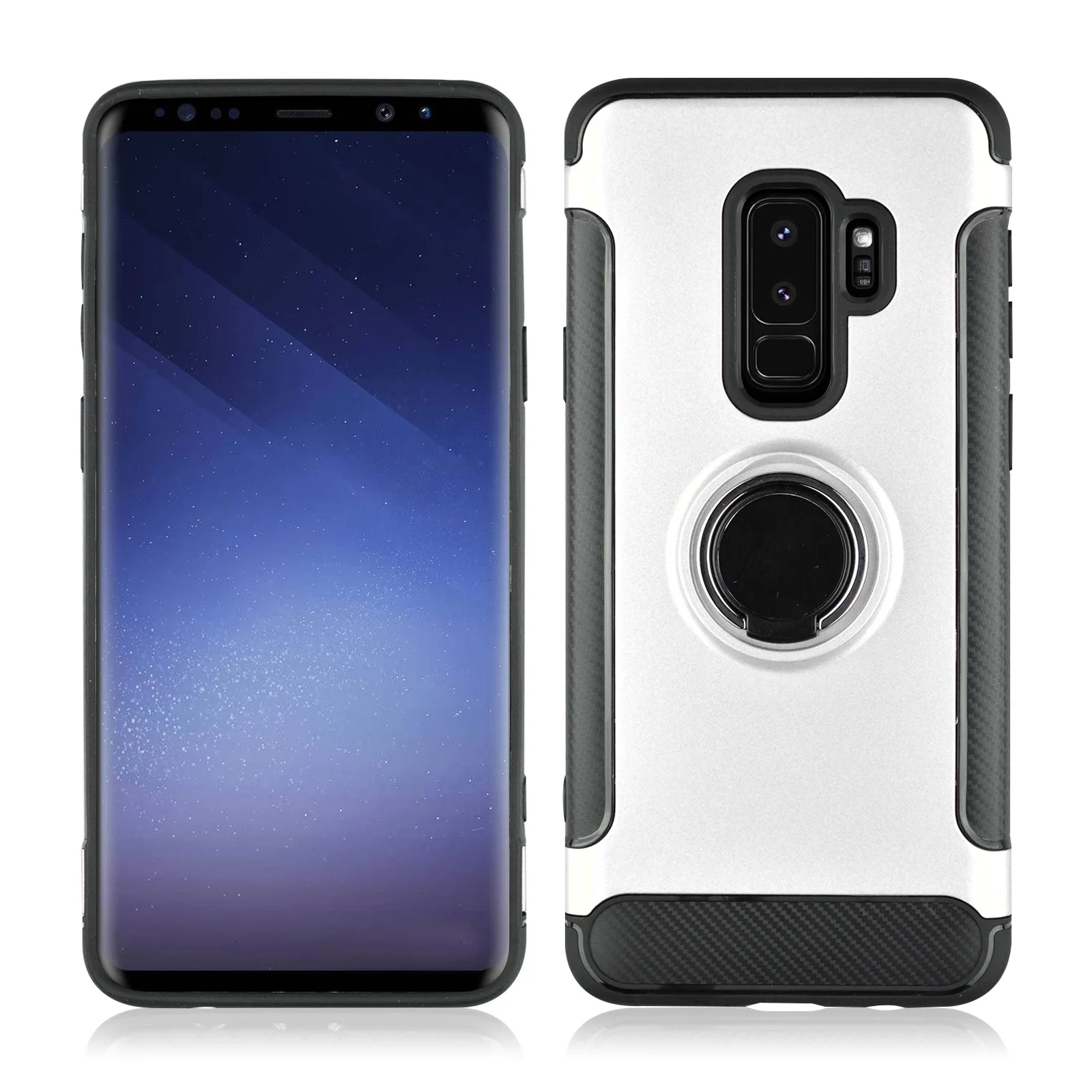 Противоударный вращающийся на 360 ° TPU + PC Ультратонкий карбоновый кольцевой