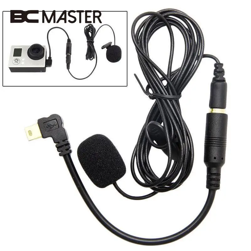 BCMaster 1,5 м Длина USB внешний зажим на зажиме микрофон адаптер кабель провод для Gopro Hero 3 3+ 4 Спортивная Экшн-камера