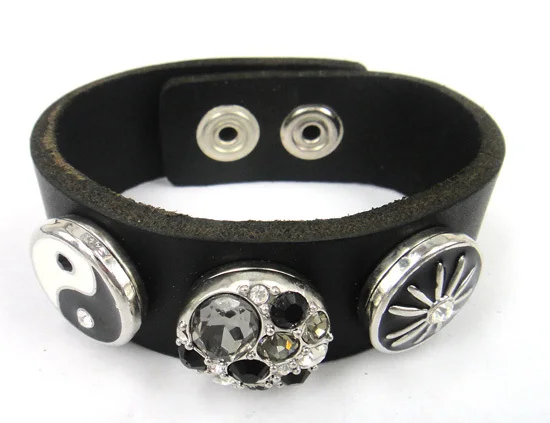 Бесплатная доставка модный красивый благородный черный кожаный браслет YinYang CZ