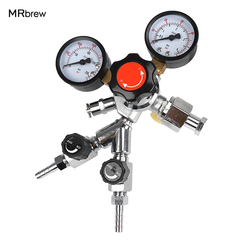 

Hot! W21.8 CO2 Dual Gauge Regulator With Y splier & Two Checkvalve, Homebrew CO2 Regulator, 0~3000psi, 0~60psi Co2 Charger
