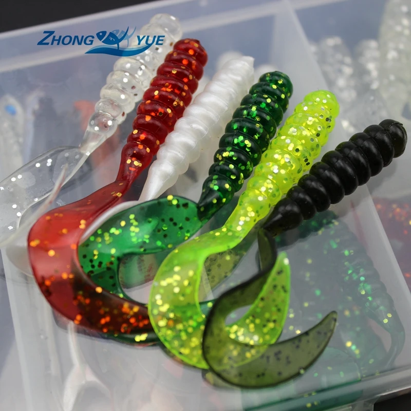 NEW50 pcs 6cm 7cm soft bait sea fishing tackle wobbler jigging lure silicone worm shrimp Set and Tackle Box | Спорт и развлечения
