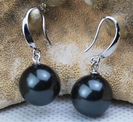 Бесплатная доставка $ wholesale_jewelry_wig HOT Huge AAAA + 16 мм черные жемчужные серьги в виде