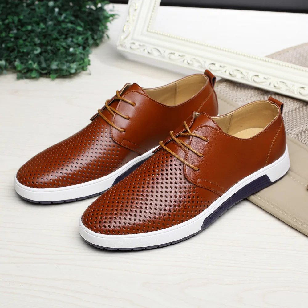 ONTO-MATO Мужские модельные туфли дерби с перфорацией дышащие большого размера 46 47 48
