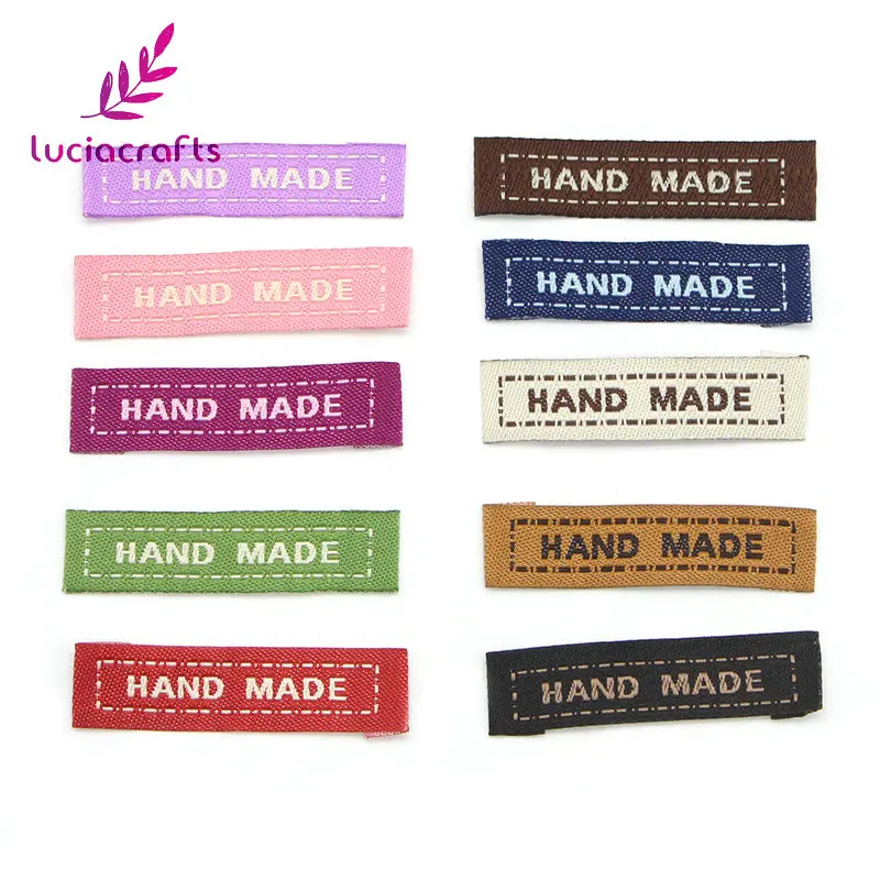 

Lucia crafts 50pcs/lot Handmade Clothing Labels Woven Clothing Washable Label Garment Tags Labels L0801