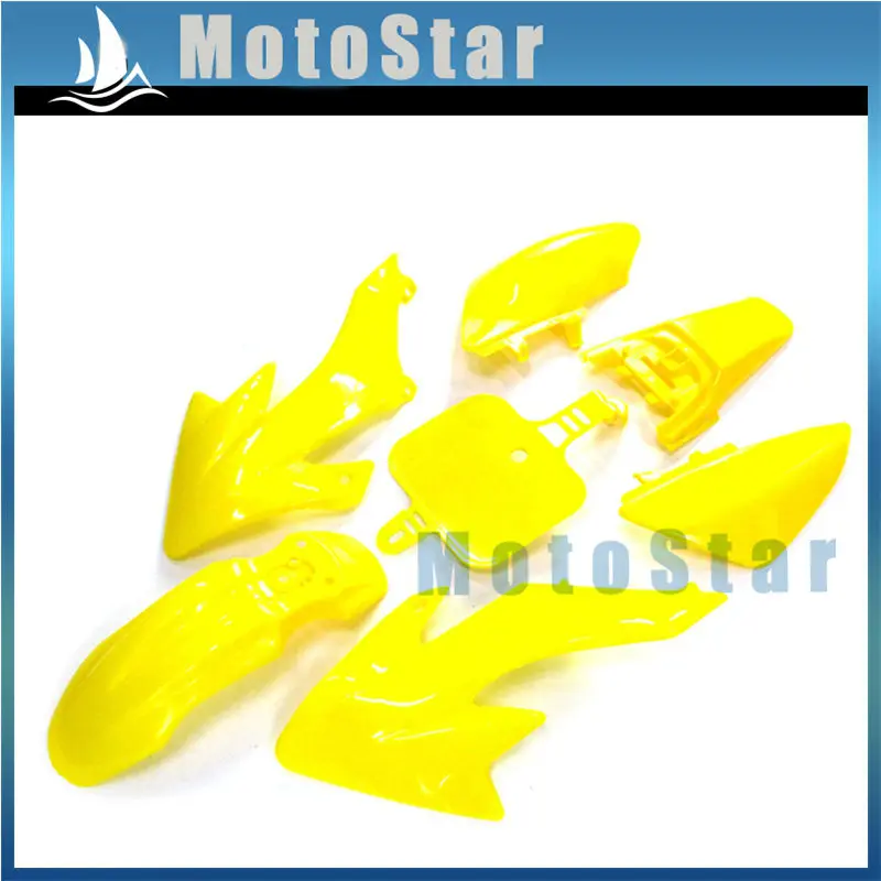 Желтый Пластиковый обтекатель комплект крыльев + ручки для Honda XR50 CRF50 Pit Bike 50cc 70cc 90cc