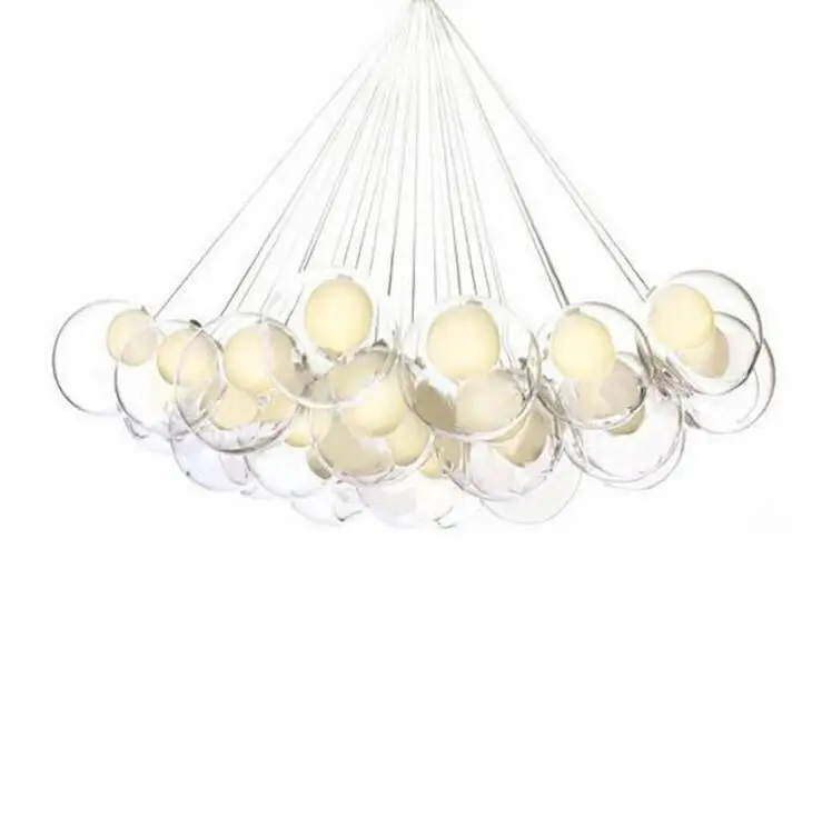 Шаровая люстра круглая стеклянная светодиодная столовая современная