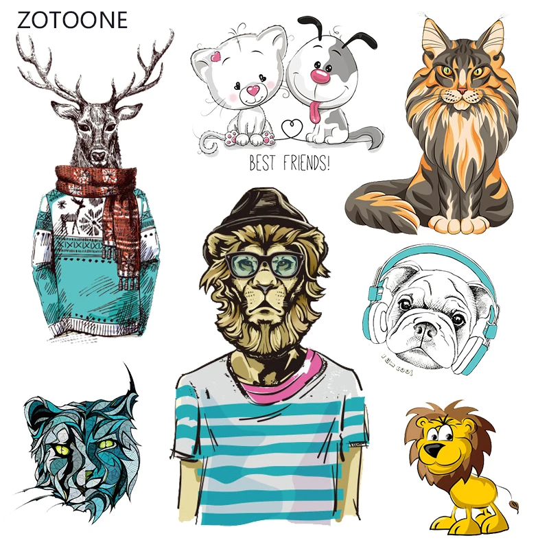 

ZOTOONE Stripes Lion Iron on Transfer Patches on Clothing Diy Patch Heat Transfer for Clothes Decoration Stickers Accessories E