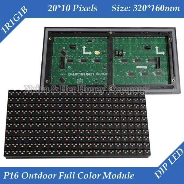 

P16 открытый RGB Полноцветный текстовый светодиодный модуль дисплея 320*160 мм 20*10 пикселей