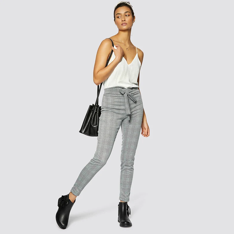 2019 Harem Pants Casual Slim Plaid Thin For Women High Waist Pencil | Женская одежда