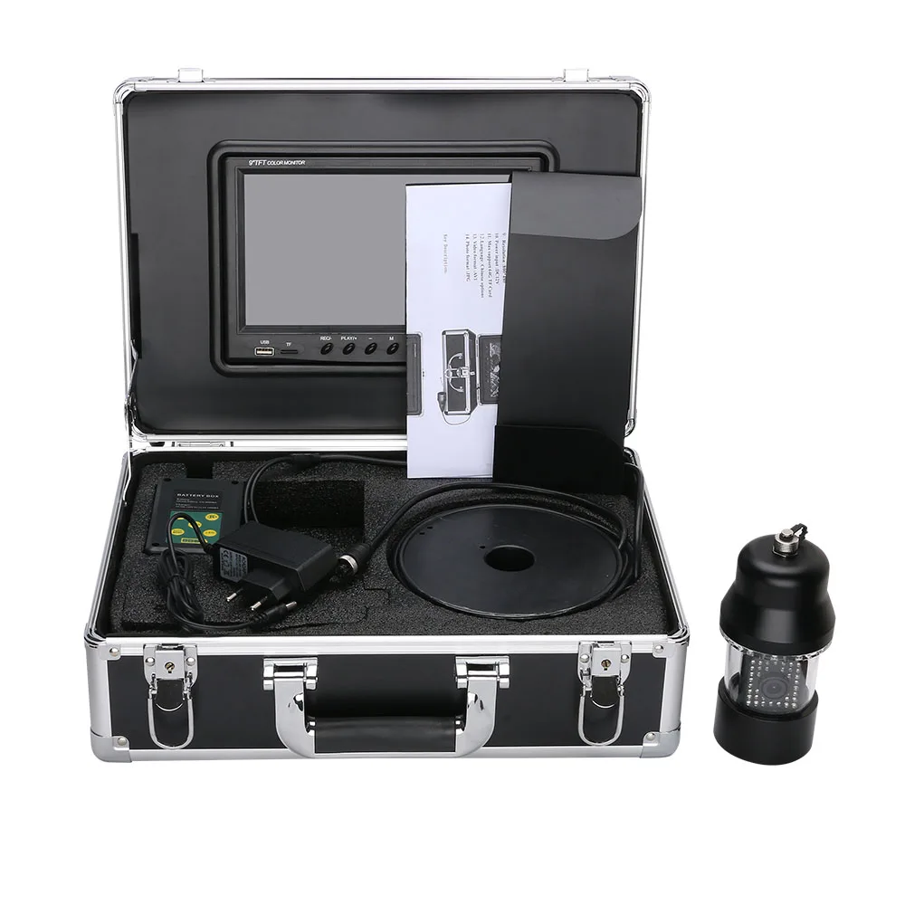 Скидка Видеокамера MAOTEWANG для подледной рыбалки, 20 м, ЖК-дисплей 9 дюймов, 36 светодиодов, вращение на 360 градусов, Черная