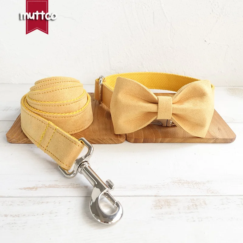 Собачий ошейник MUTTCO Гибкий Желтый индивидуальный поводок для дрессировки 5