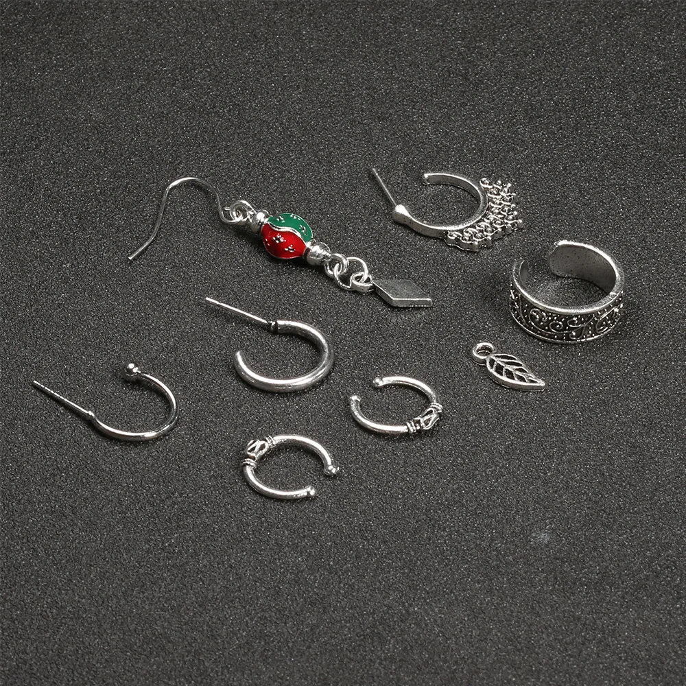 7 шт./компл. винтажные женские серьги-гвоздики в виде листьев ромб корона с