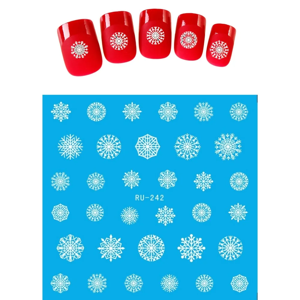 

UPRETTEGO NAIL ART BEAUTY WATER DECAL SLIDER NAIL STICKER FLOWER WHITE SNOW FLAKE WINTER CHRISTMAS RU242-247