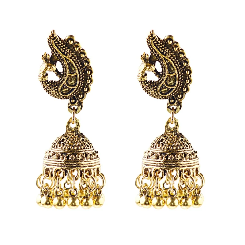DOUVEI этнические золотые серьги Jhumka Jhumki Висячие для женщин в стиле бохо