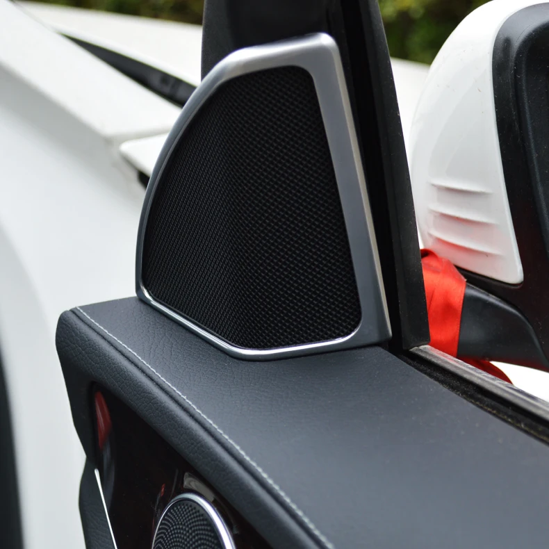 

2pcs Aluminum alloy Car Speaker Trim sticker For Mercedes-Benz 2015 C Glass W205 C180L C200L C260L C300L AMG Styling