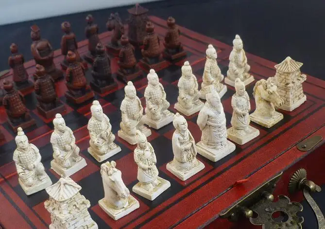 Медная Статуя китайской династии Цин в армейском стиле 32 шт. набор шахматных