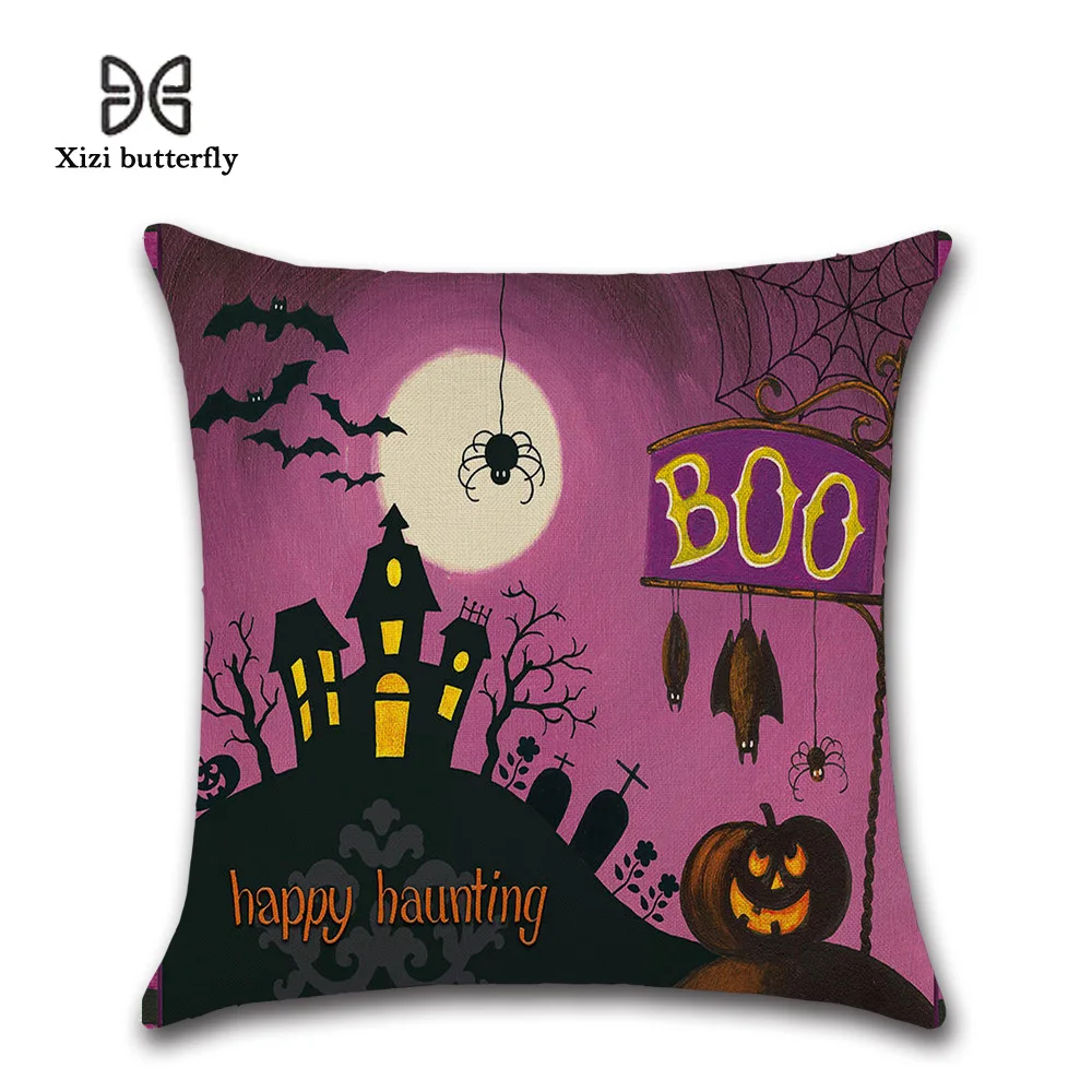 Pillow Case New Halloween Pumpkin Castle theme Witchplant cotton and linen pillow window mat Home gift Textile | Дом и сад