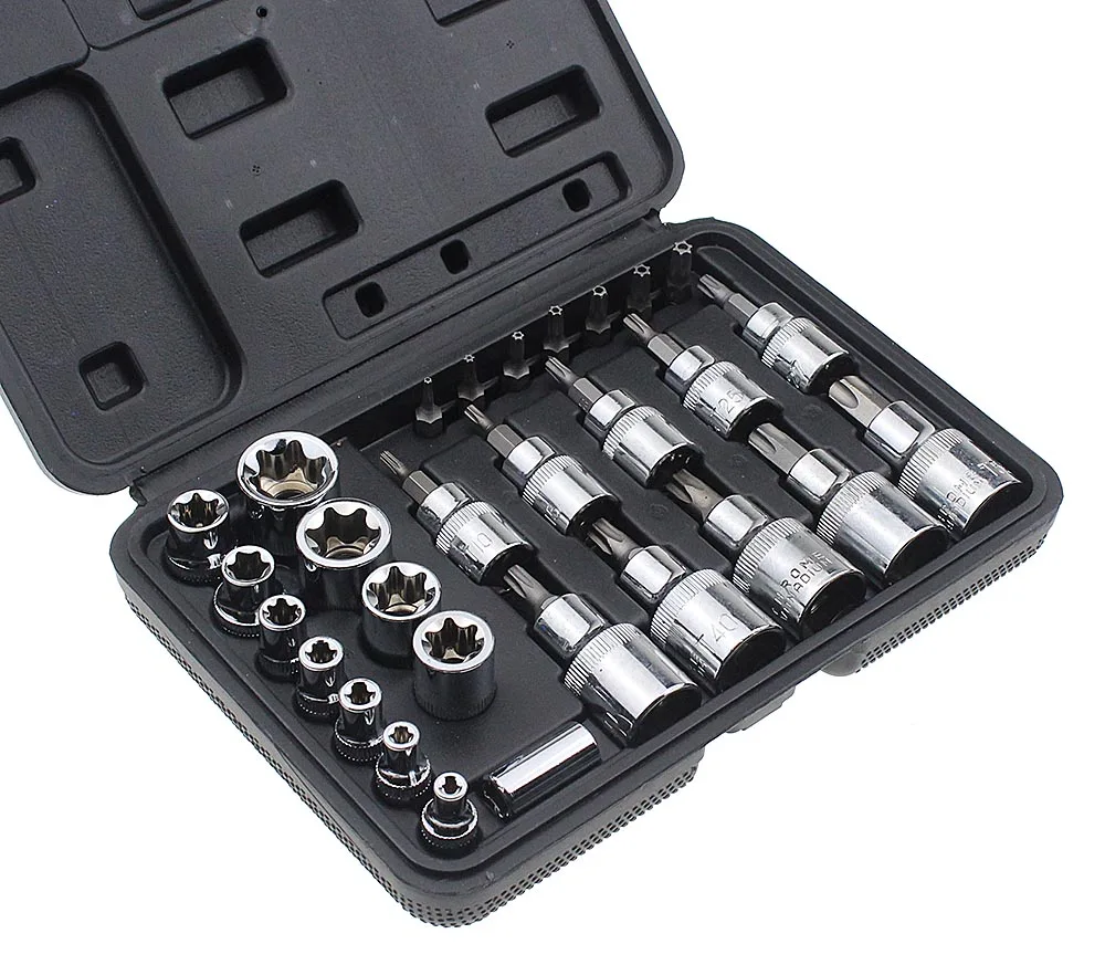 Девятый мир 29 шт. звезда набор мужской женский розетки с 1/" 3/8" 1/" Torx Sq привод бит авто инструменты для ремонта автомобиля